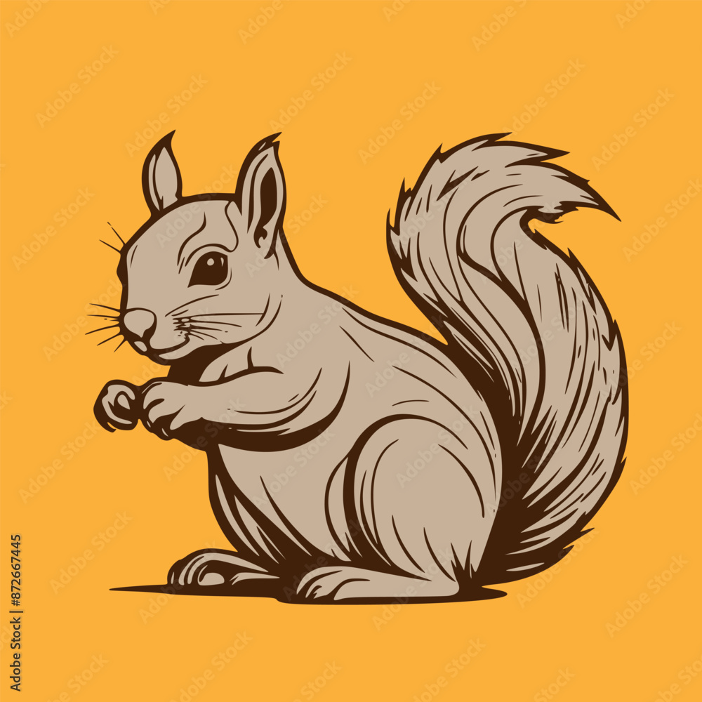 Squirrel. Vector illustration of a squirrel on a yellow background Squirrel. Vector illustration of a squirrel on a yellow background