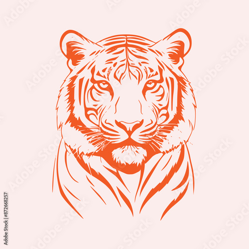 Vector illustration of tiger head on a pink background