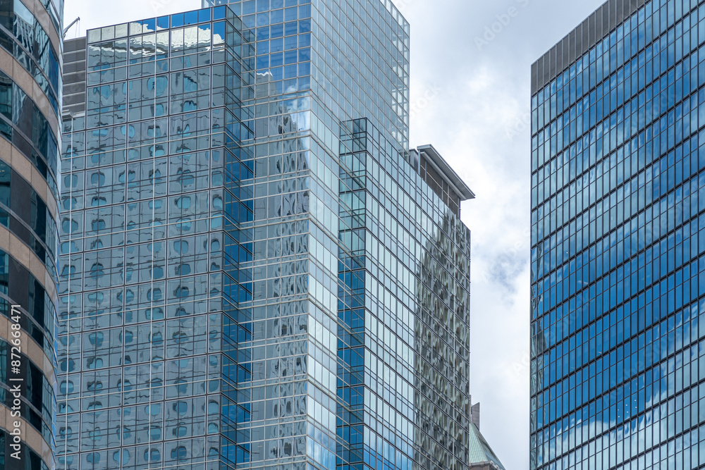 Fototapeta premium modern office building in hong kong; closeup