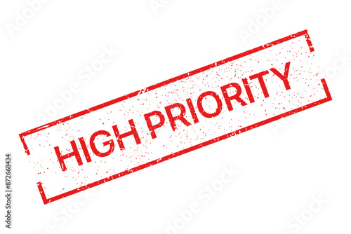 High priority red stamp on white background