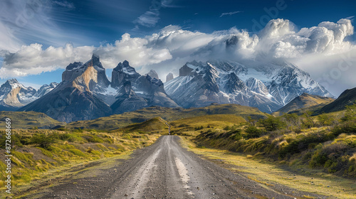 In the stunning Torres Del Paine National Park in Chile, you'll find breathtaking mountain views. It's a popular destination for hikers around the world.