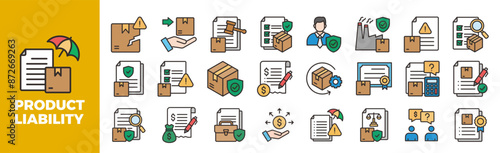 Product Liability Icon Set For Design Elements, protection, liability, legal, safety, law