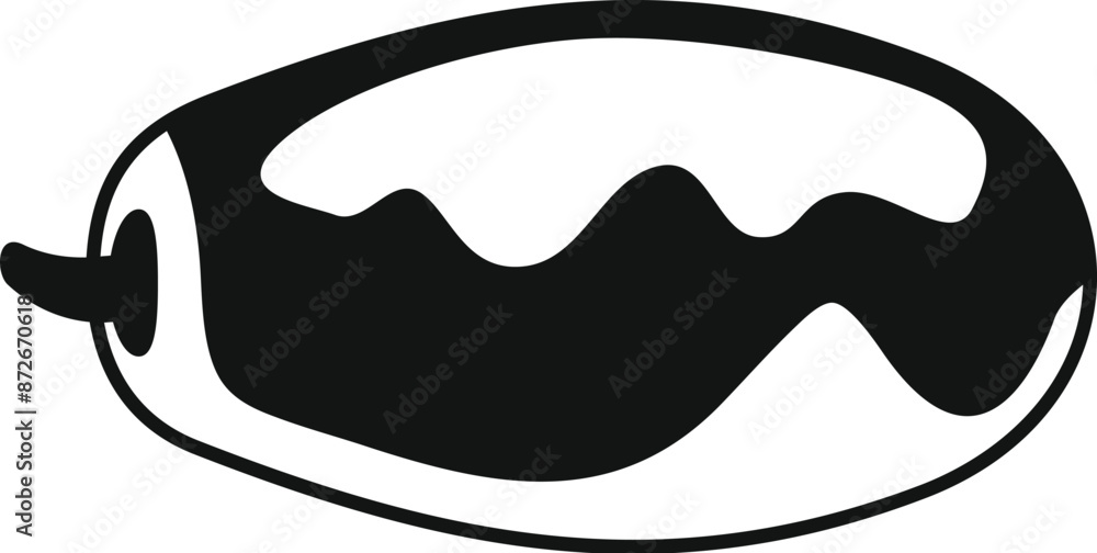 Black and white jalapeno pepper with wavy lines showing seeds Black and white jalapeno pepper with wavy lines showing seeds