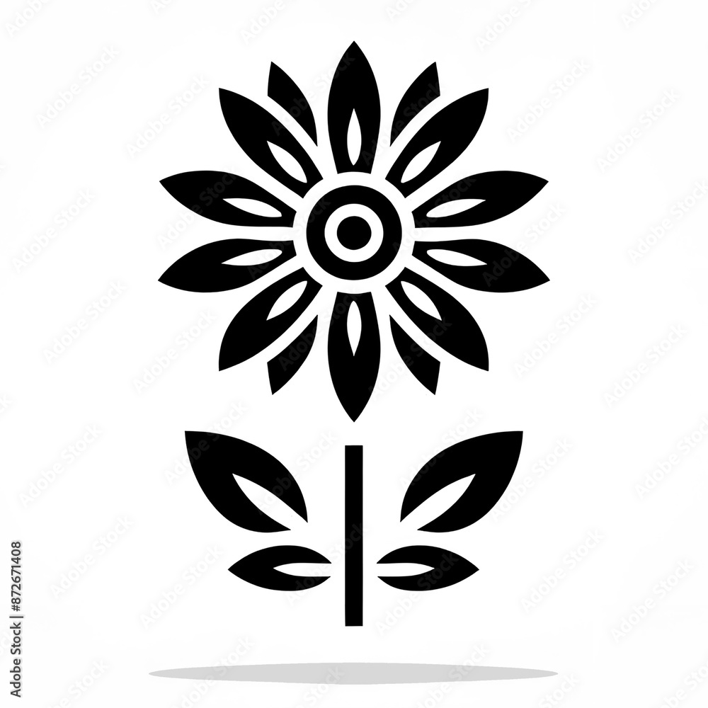 Fototapeta premium Simple vector line icon illustration, flower shape for transparent background.