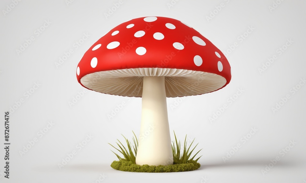 3D rendered mushroom with grass 3D rendered mushroom with grass