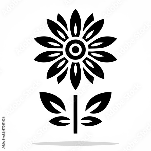 Simple vector line icon illustration, flower shape for transparent background.