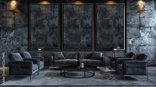 Modern living room with bla...