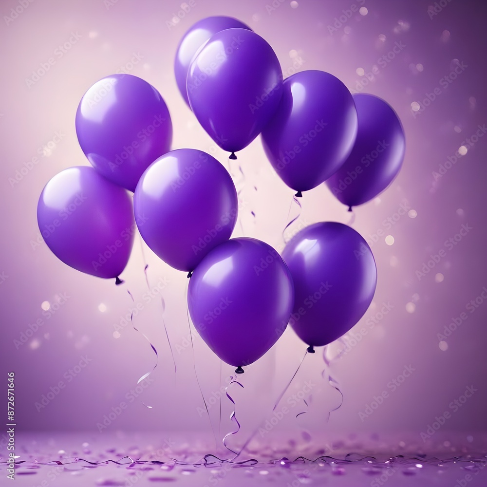 Purple party balloons with bokeh lights background for birthday, wedding, anniversary, holiday or celebration Purple party balloons with bokeh lights background for birthday, wedding, anniversary, holiday or celebration