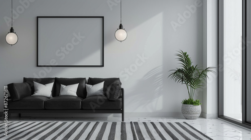 Minimalist living room with...