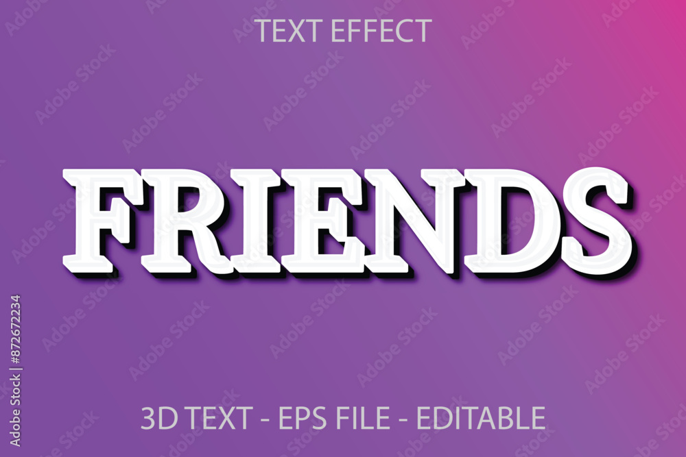 Friends 3d text effect and vactor illustration Friends 3d text effect and vactor illustration