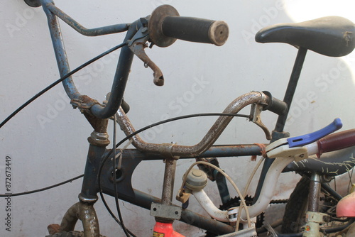 Rows of old bicycles on the paving