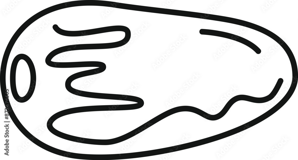 Line drawing of an eggplant, highlighting its elongated shape, smooth skin, and leafy stem Line drawing of an eggplant, highlighting its elongated shape, smooth skin, and leafy stem