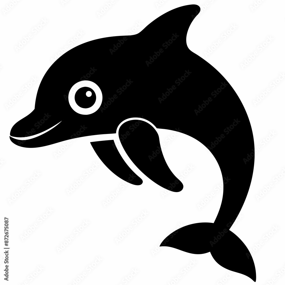 Naklejka premium black-silhouette-dolphin-vector-white-background vector illustration.
