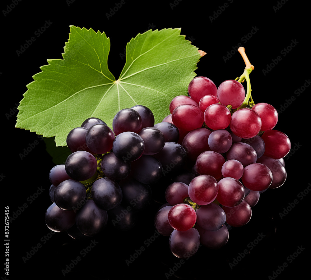 Fototapeta premium black background grape bunches