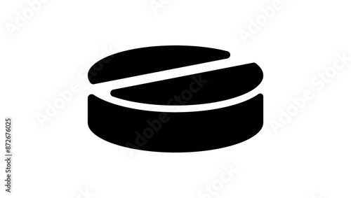 Round Pill logo, black isolated silhouette
