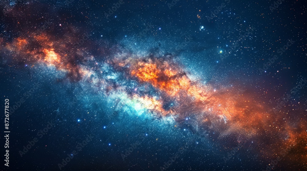 Fototapeta premium A colorful galaxy with a blue and orange cloud