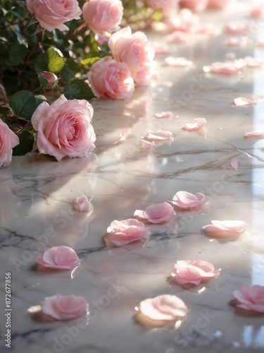 pink rose petals on the floor