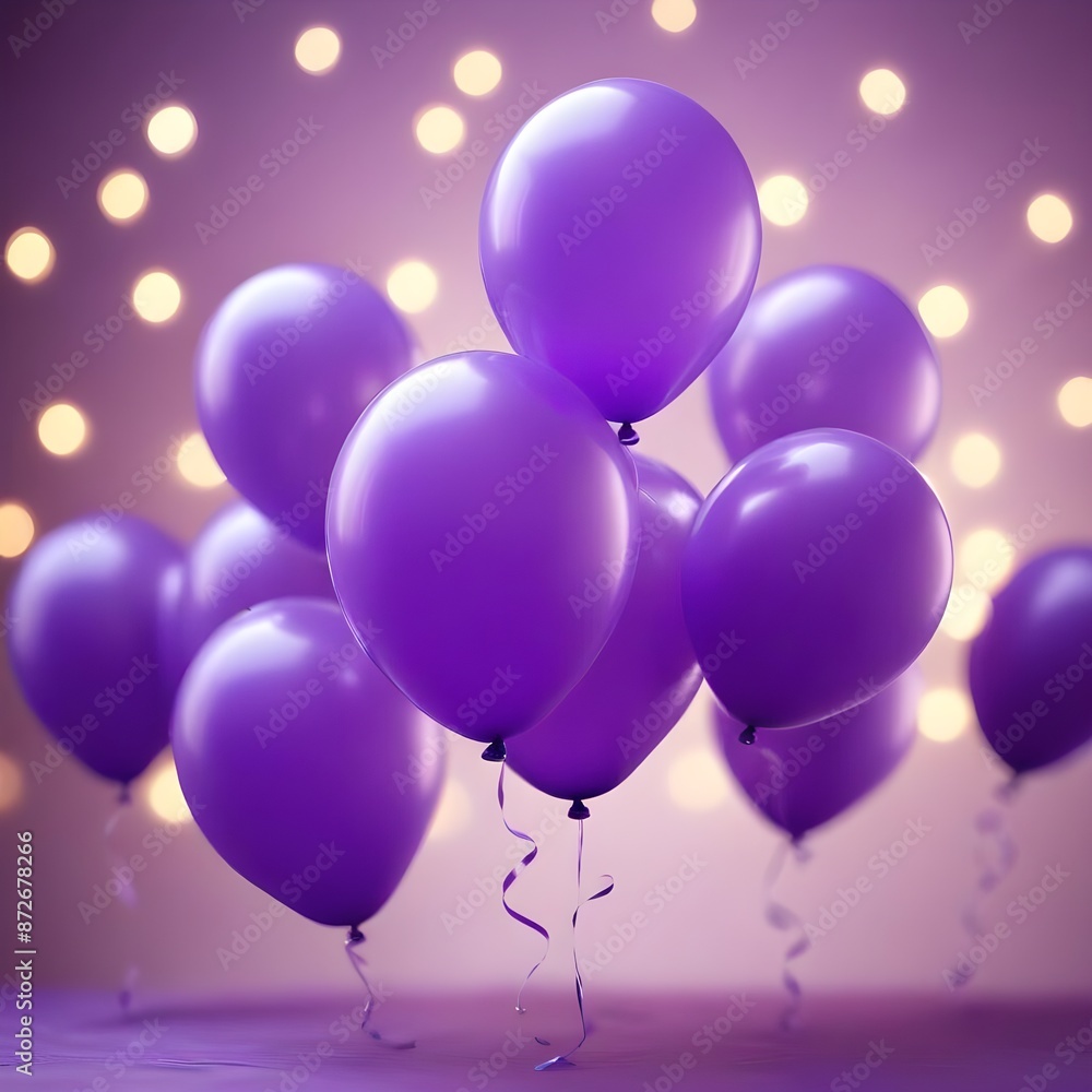 Purple party balloons with bokeh lights background for birthday, wedding, anniversary, holiday or celebration Purple party balloons with bokeh lights background for birthday, wedding, anniversary, holiday or celebration