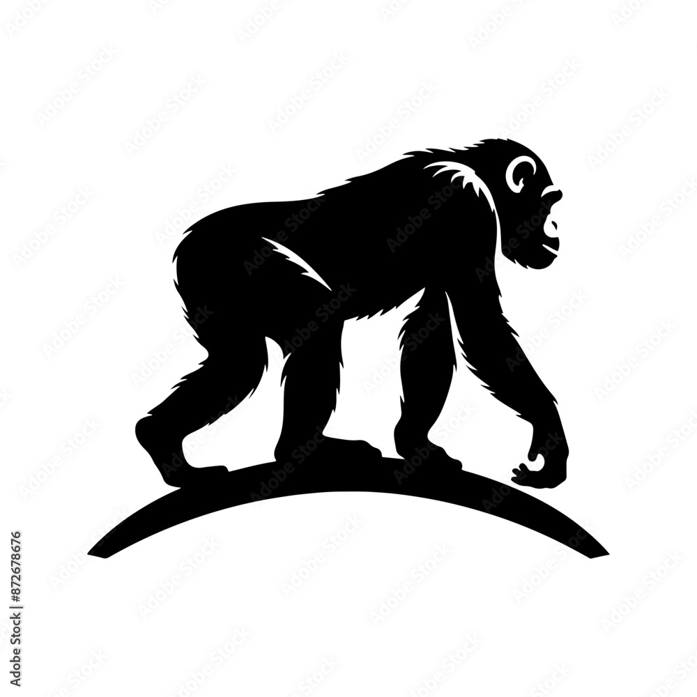 Fototapeta premium Minimalist Chimpanzee Vector - Chimpanzee Silhouette - Chimpanzee Illustration.