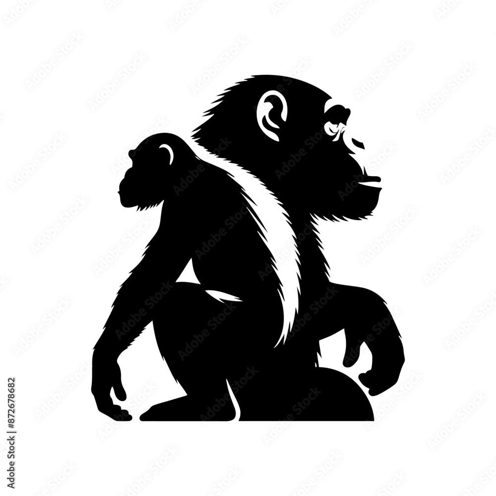 Minimalist Chimpanzee Vector - Chimpanzee Silhouette - Chimpanzee Illustration. Minimalist Chimpanzee Vector - Chimpanzee Silhouette - Chimpanzee Illustration.