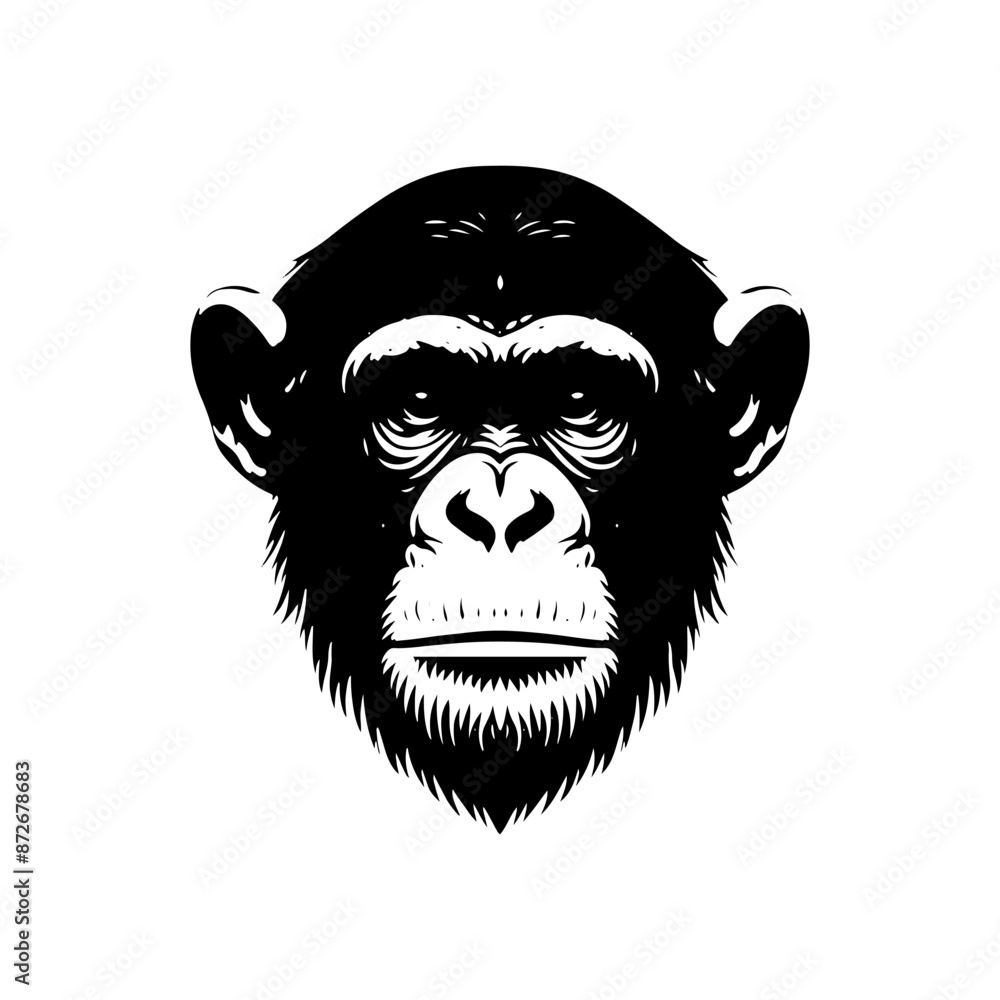 Fototapeta premium Minimalist Chimpanzee Vector - Chimpanzee Silhouette - Chimpanzee Illustration.