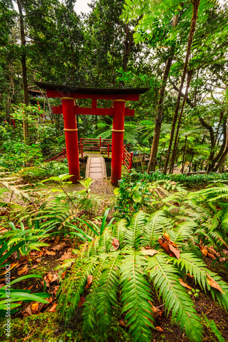 Monte Palace, Tropical Garden with Waterfalls, Lakes and traditional buildings above the city of Funchal