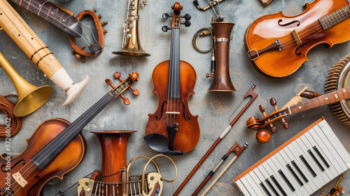 Vintage Collection of Classical Musical Instruments