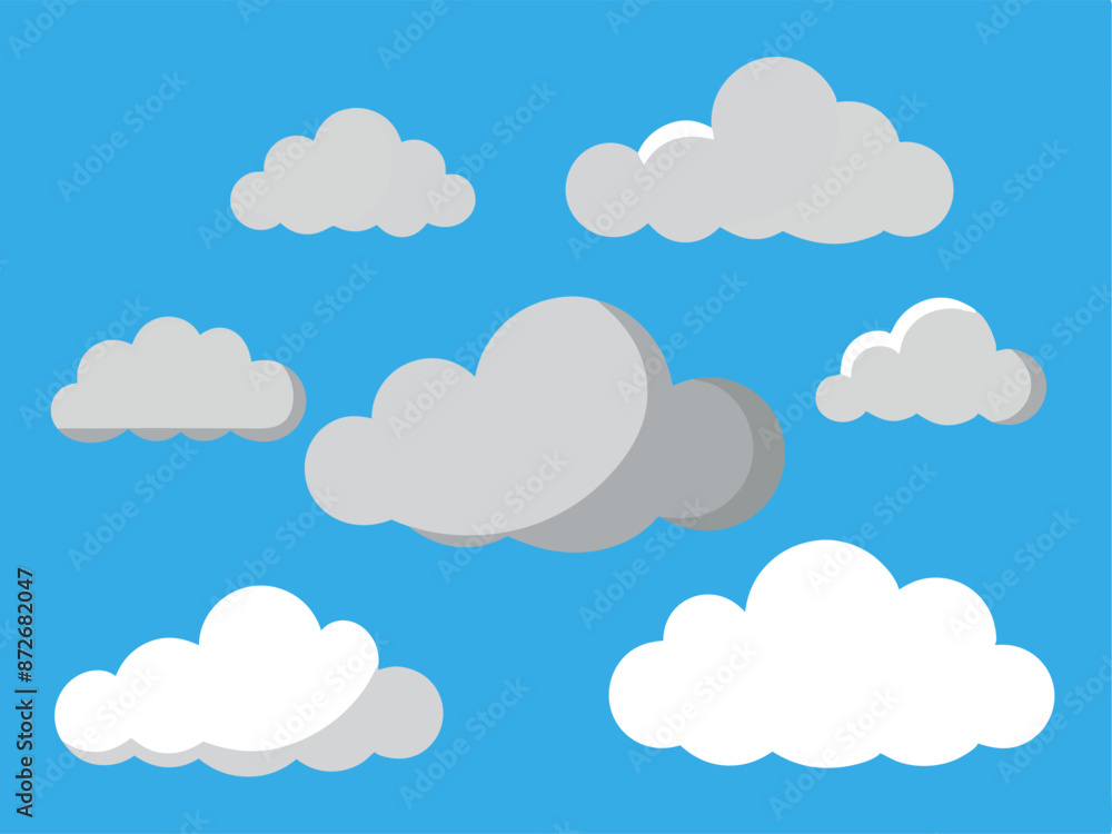Clouds of various sizes and shapes on a blue background Clouds of various sizes and shapes on a blue background
