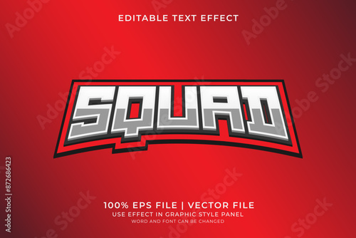 3d text effect Squad editable vector. Text effect about game, community, team, and squad logo