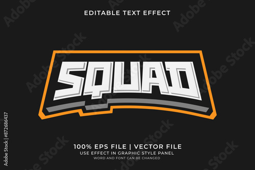 3d text effect Squad editable vector. Text effect about game, community, team, and squad logo