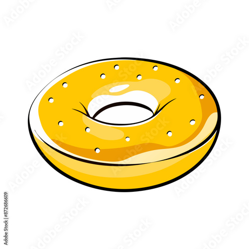 vector bagel with golden-brown crust, glossy finish and seed toppings, tranparent 