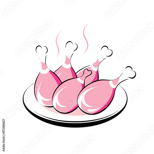 A plate of raw chicken legs or drumsticks,  ideal for menus, cookery and food related projects 