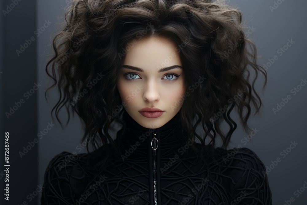 Fototapeta premium Creative portrait of a girl with a uniquely unconventional and original hairstyle
