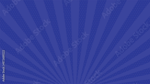 シンプルなドットの入った集中線背景イラスト（青）　Simple Concentration Line Background (blue)