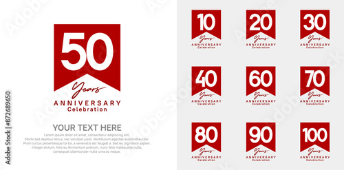 anniversary logotype set, red color can be use for celebration