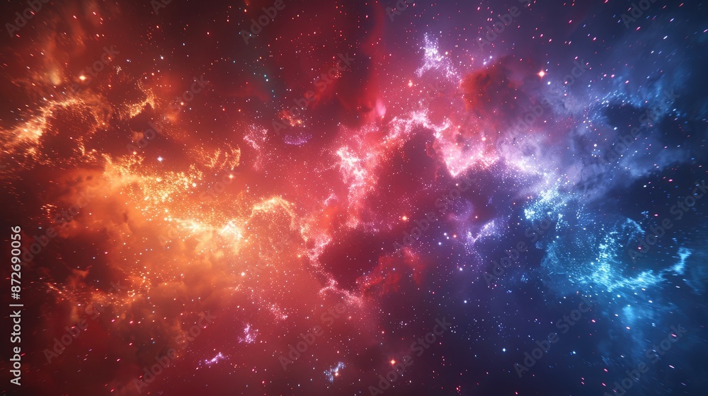 Naklejka premium American Colorful fireworks explode against a dark night sky, celebrating a summer holiday