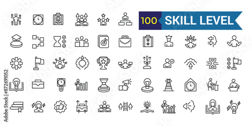 Skill level icon outline vector. Expert success. Start game. Outline icon collection. Editable stroke.