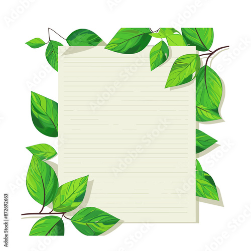 Nature's Embrace: A Blank Page Framed by Verdant Foliage