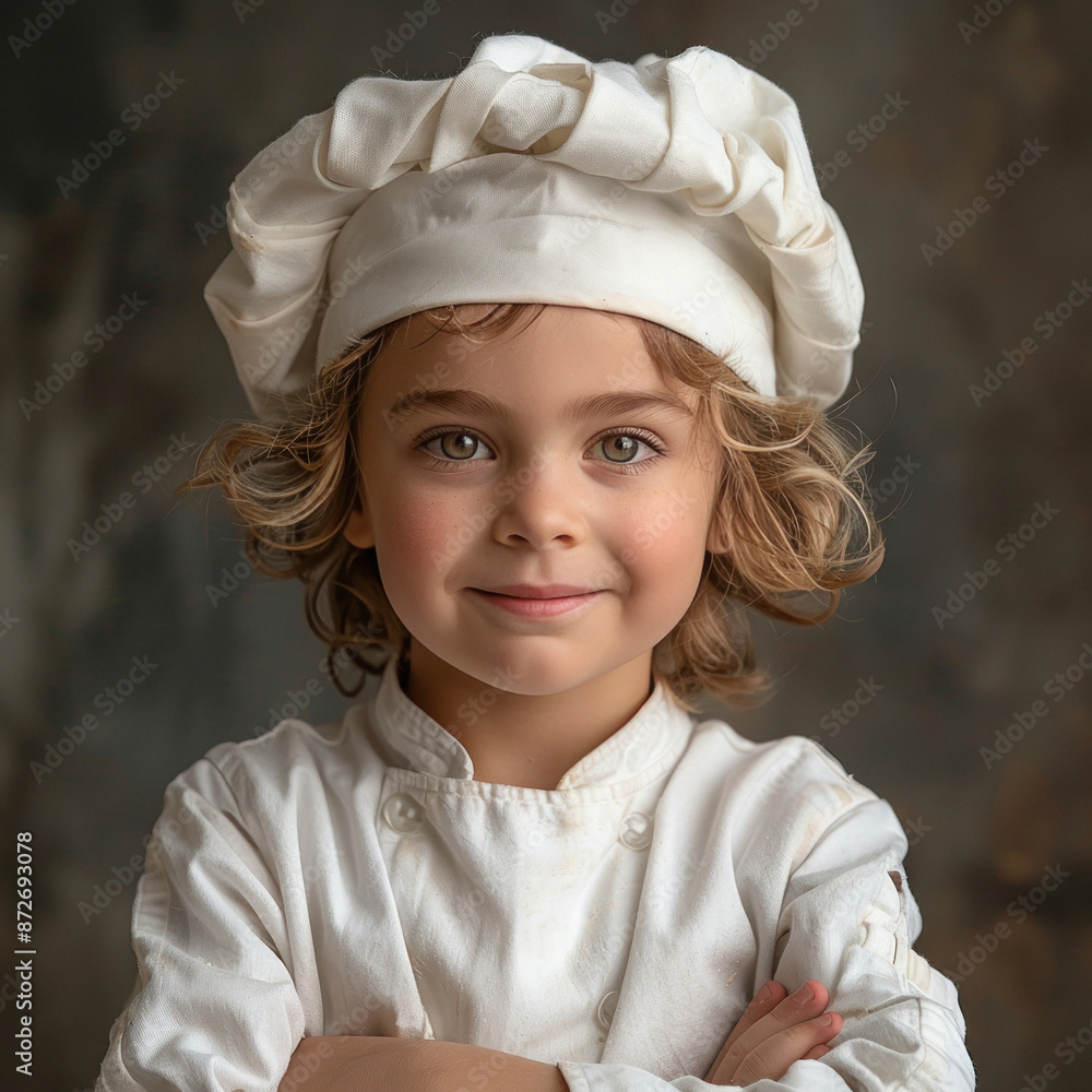 cute little male chef standing at restaurant cute little male chef standing at restaurant