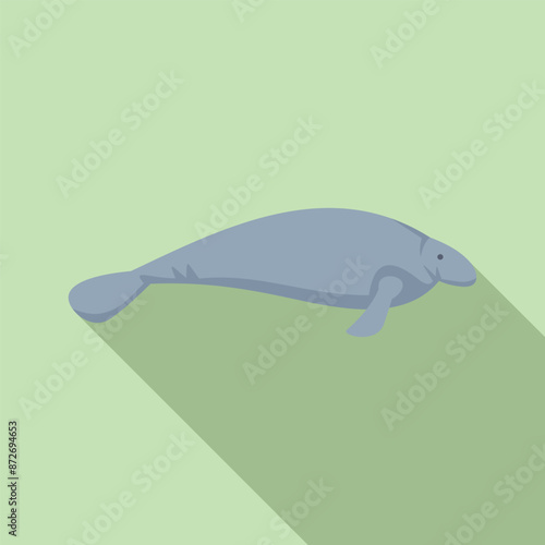 Large aquatic mammal manatee swimming in ocean water