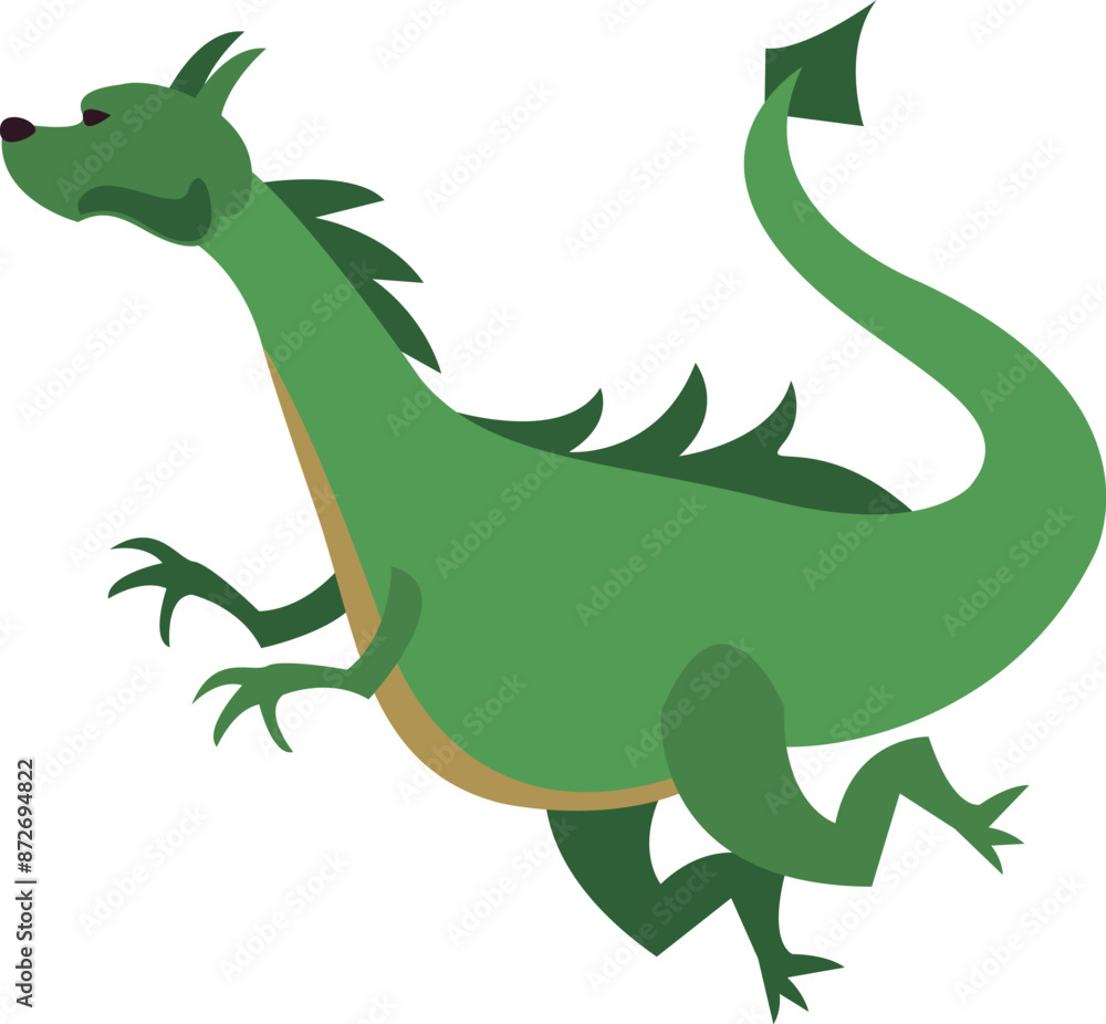 Fototapeta premium Green dragon vector illustration. Cute dragons in cartoon style