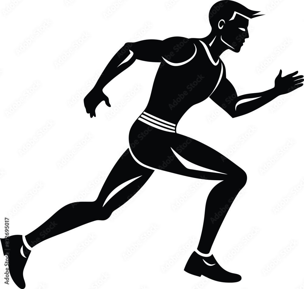 Illustration of a running man black and white Illustration of a running man black and white