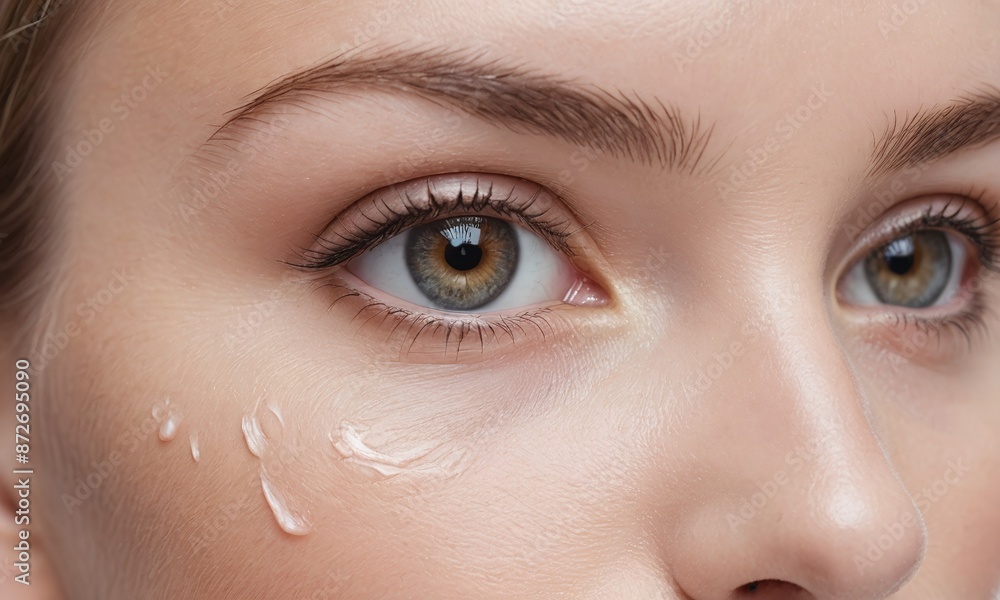 Fototapeta premium Caring for the skin around the eyes. Photo closeup.