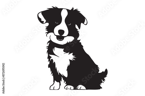 black and white dog vector illustration