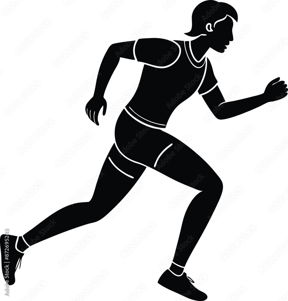 Illustration of a running man black and white Illustration of a running man black and white