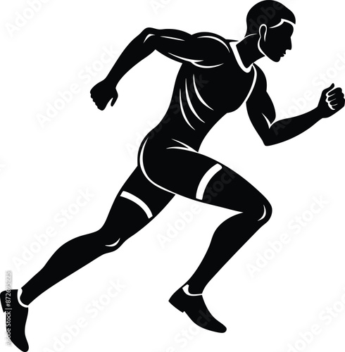 Illustration of a running man black and white