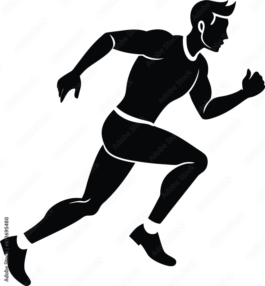 Illustration of a running man black and white Illustration of a running man black and white