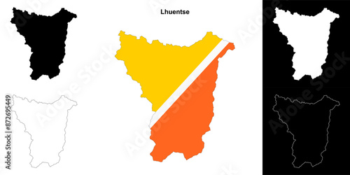 Lhuentse district outline map set photo