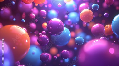 Colorful Spheres Floating in Dark Space