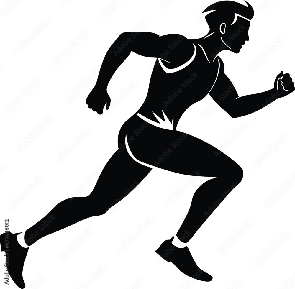 Illustration of a running man black and white Illustration of a running man black and white